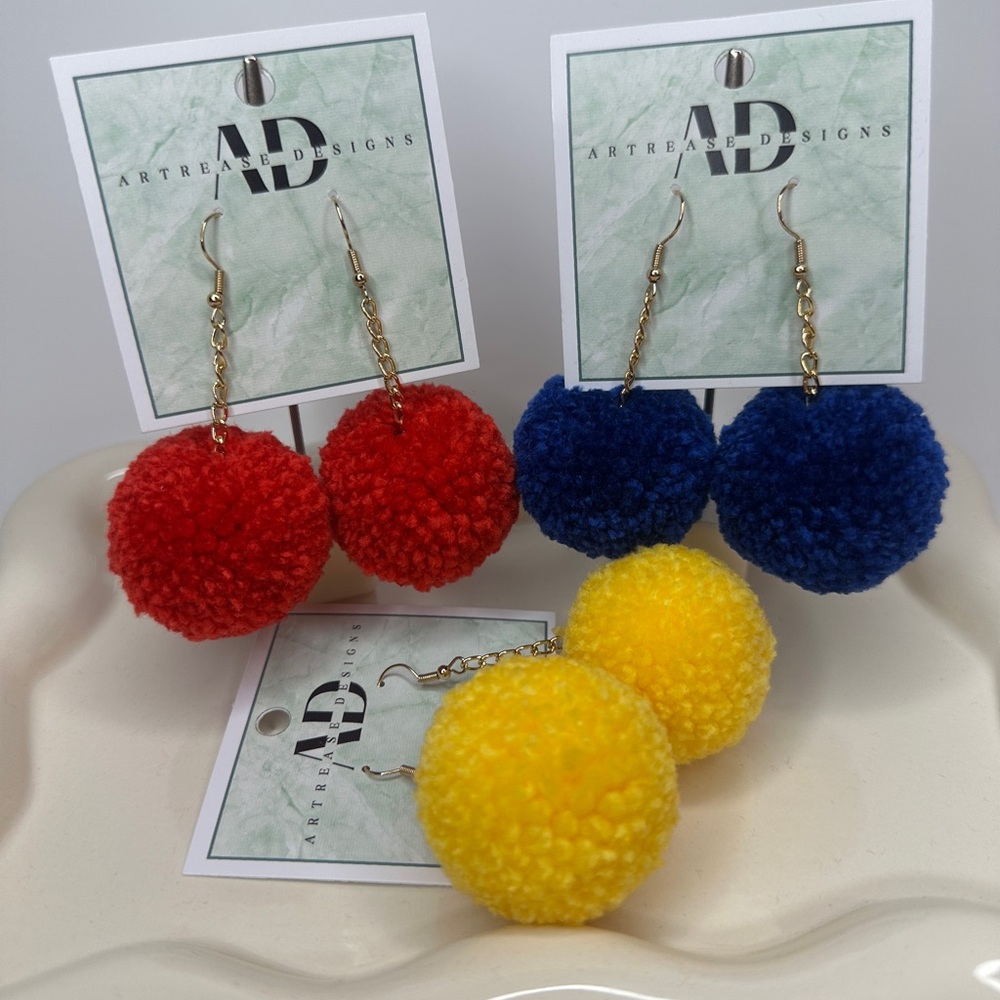 Back to School Pom Pom Earrings Set